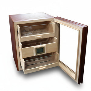 Armoire à cigares verticale en bois de Sapele équipée de tiroirs en cèdre et d'un hygromètre numérique -