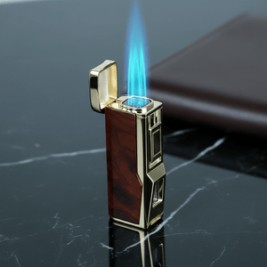 Briquet chalumeau 3 - en - 1 : puissance 4 flammes, repose - cigare & poinçon intégrés -