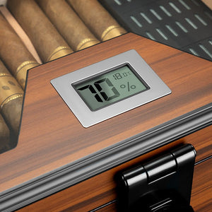 Cave à cigares en bois équipée d'une serrure à code et d'un hygromètre numérique -