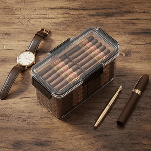 Cave à cigares modulaire en polymère étanche avec cœur en cèdre et contrôle hygrométrique -