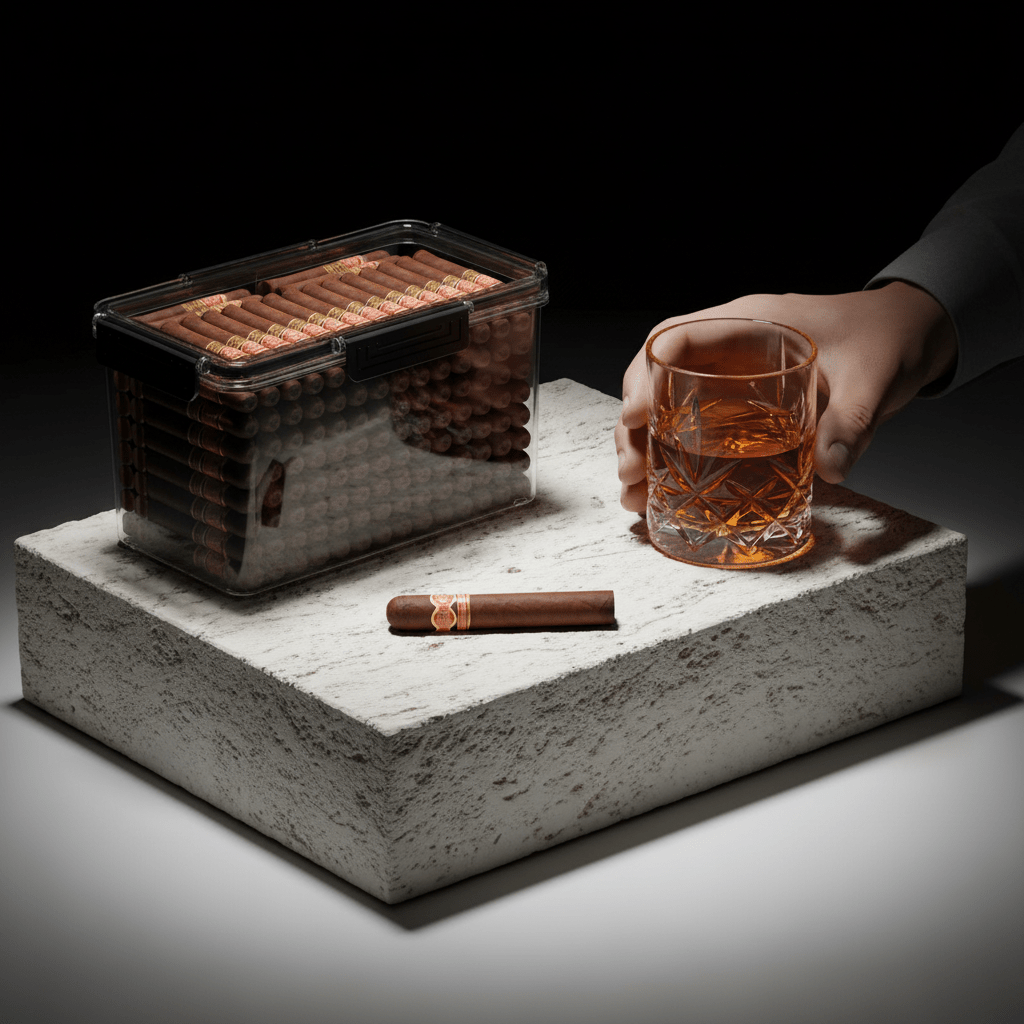 Cave à cigares modulaire en polymère étanche avec cœur en cèdre et contrôle hygrométrique -