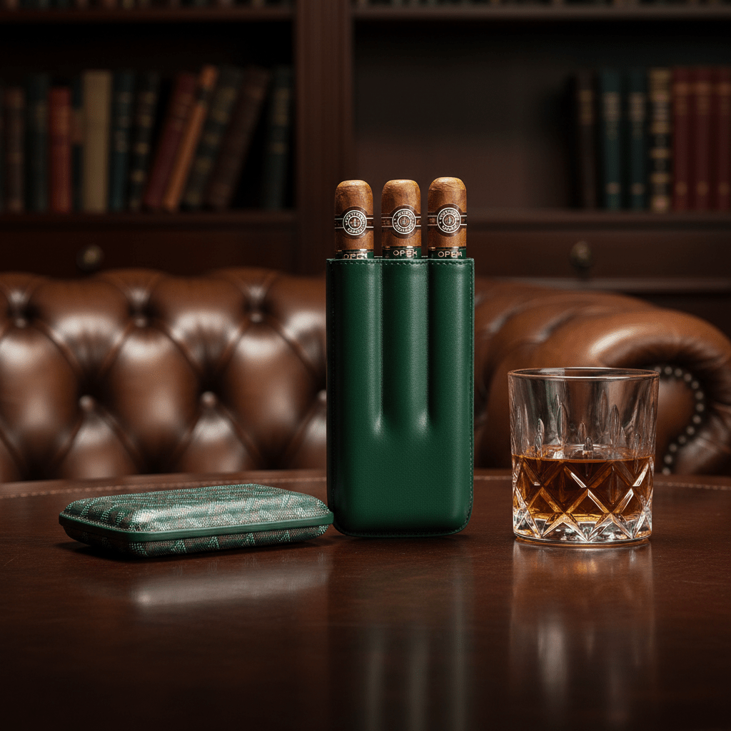 Étui à cigares en cuir pour trois modules -