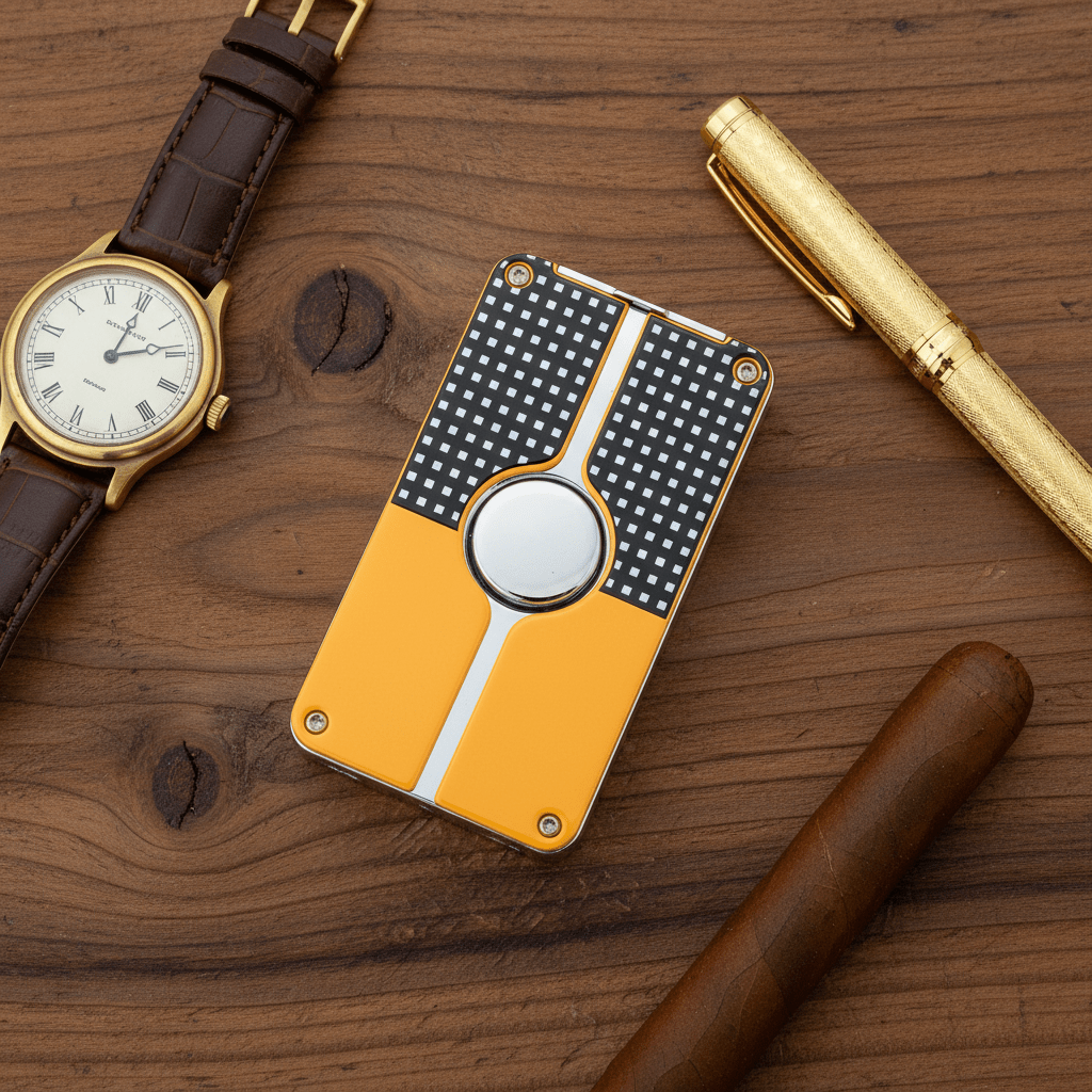 Briquet à cigare à triple flamme, équipé de son perce - cigare intégré - 