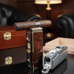 Briquet chalumeau 3 - en - 1 : puissance 4 flammes, repose - cigare & poinçon intégrés - 