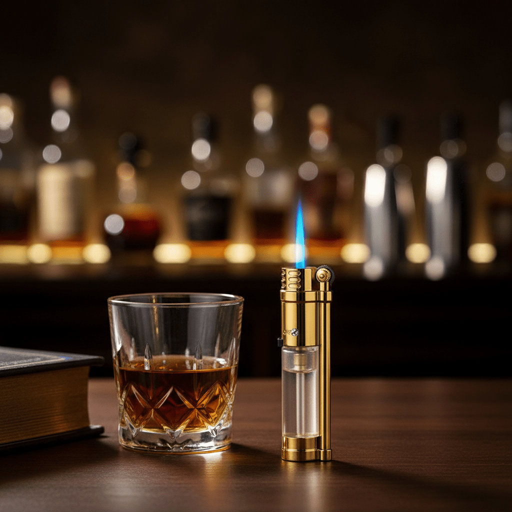 Briquet tempête en métal à corps transparent et molette d'allumage latérale - 