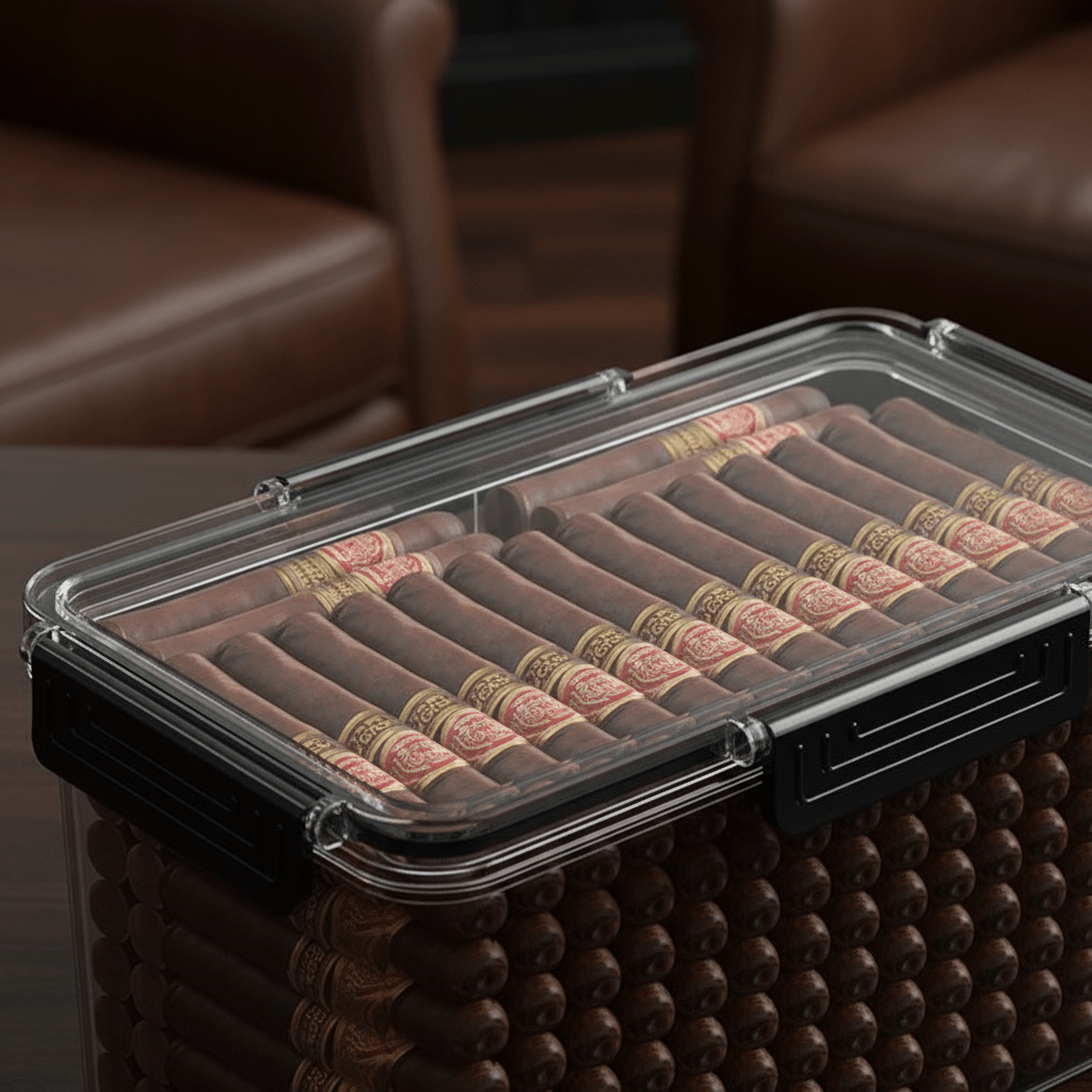 Cave à cigares modulaire en polymère étanche avec cœur en cèdre et contrôle hygrométrique - 