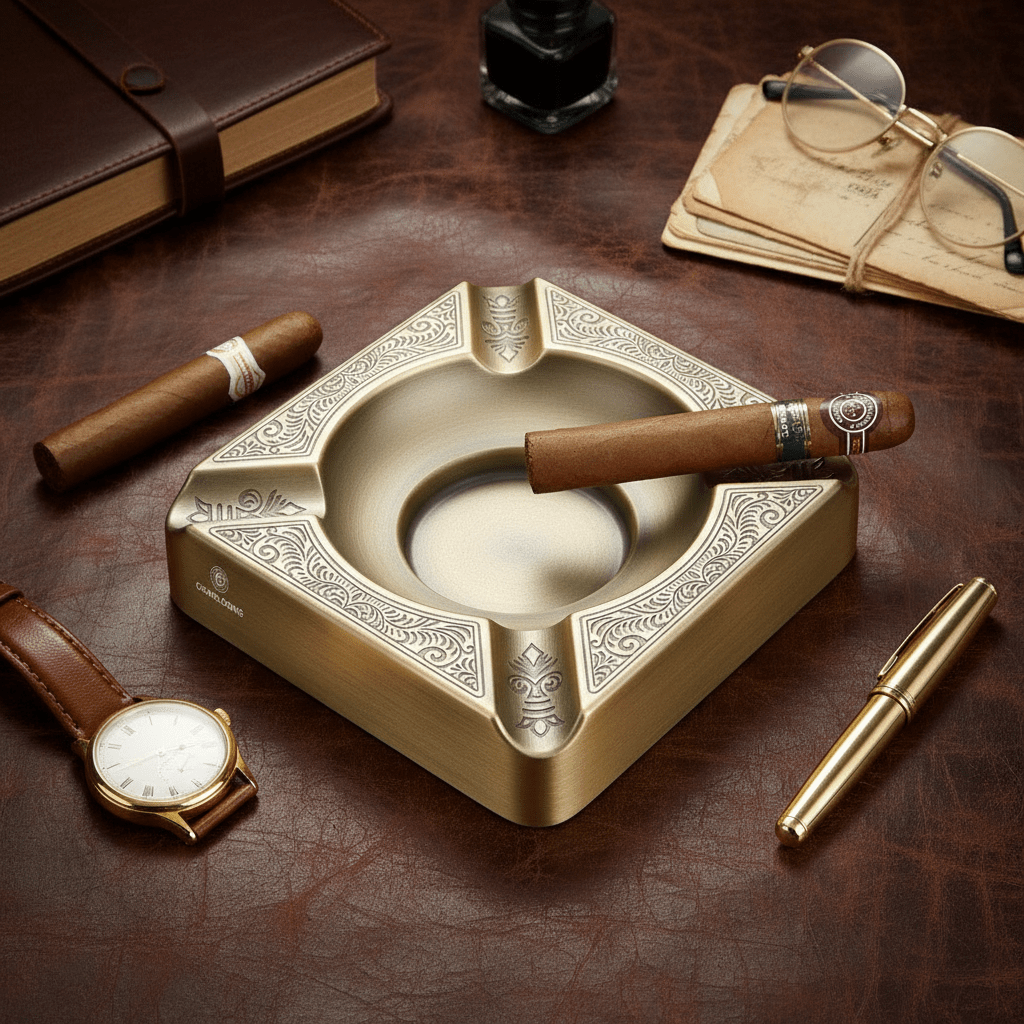 Cendrier de poche en métal équipé d'un éteignoir et d'un porte - clefs - 