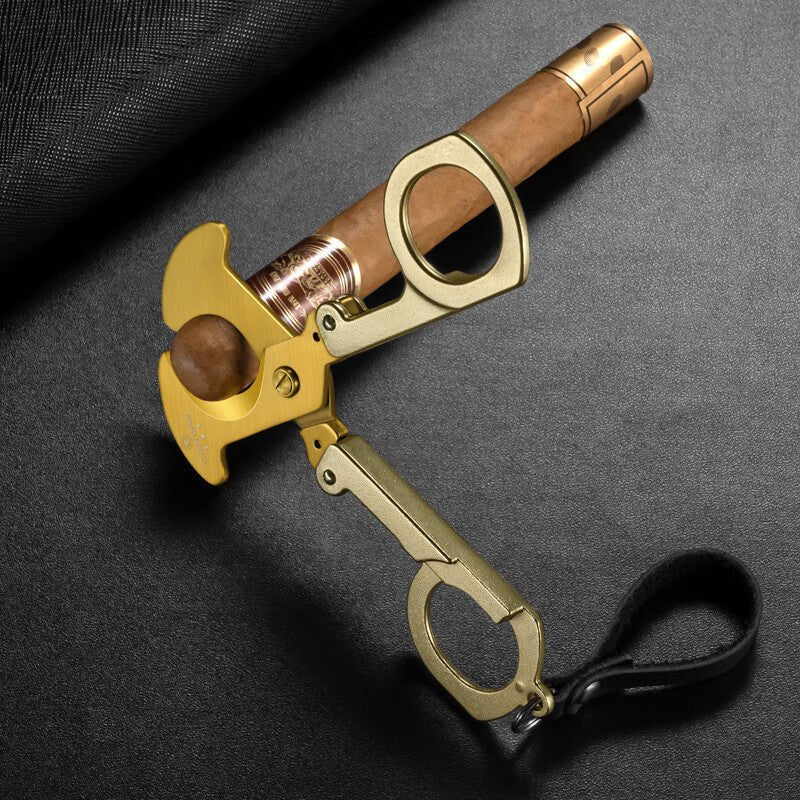 Ciseaux à cigares en alliage équipés d'un mécanisme articulé et d'une dragonne - 