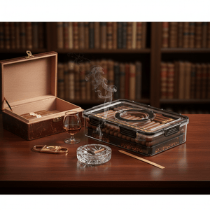 Coffre de vieillissement pour cigares : structure polymère hermétique et finitions cèdre - 