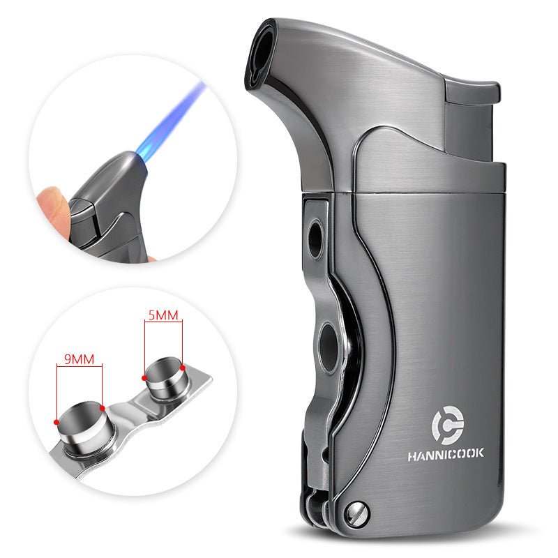 Coffret d'accessoires pour cigare en acier inoxydable, comprenant coupe - cigare, briquet et cendrier - 