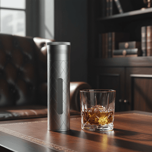 Étui à cigares tubulaire en aluminium usiné équipé d'un hygromètre et d'un humidificateur - 