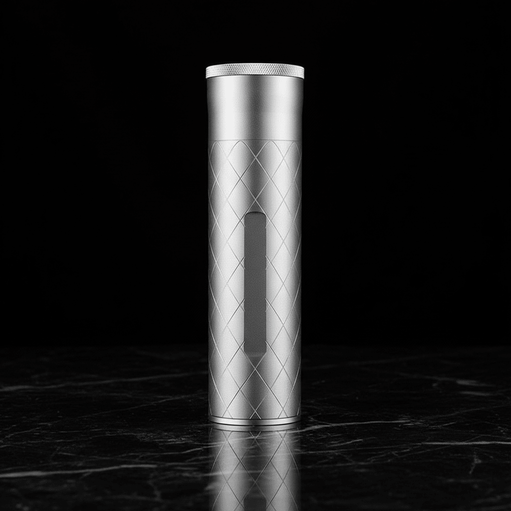 Étui à cigares tubulaire en aluminium usiné équipé d'un hygromètre et d'un humidificateur - 