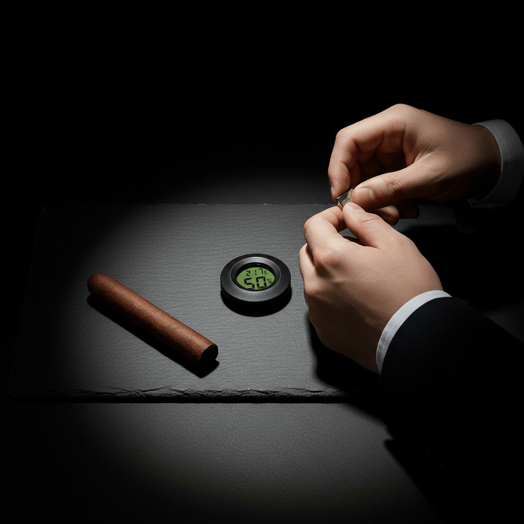 Hygromètre - thermomètre numérique rond pour cave à cigares - 