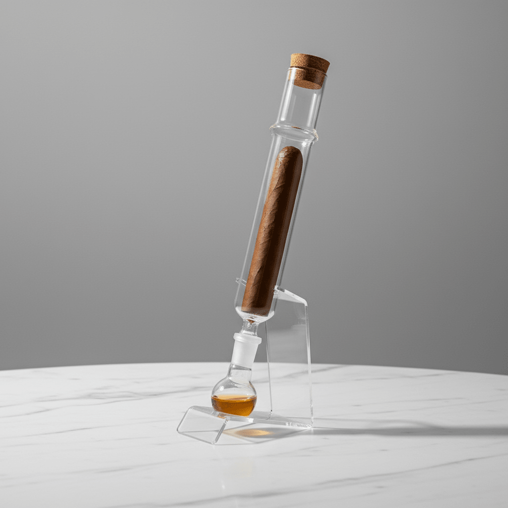 Infuseur à cigare en verre avec fiole aromatique intégrée - 