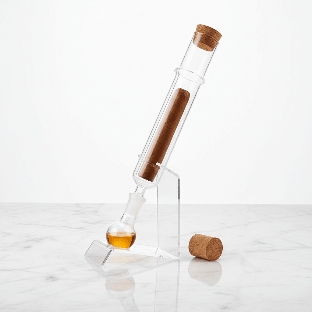 Infuseur à cigare en verre avec fiole aromatique intégrée - 